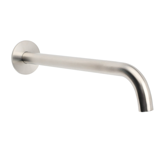 Brushed Nickel 300mm Extra Long Wall Mounted Extention Bathtub Filler Spout Set.