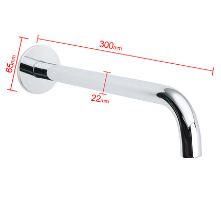 300mm Extra Long Wall Mounted Chrome Round Extention Bathtub Filler Spout Outlet.