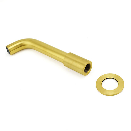 Brushed Gold Round Swivel Bathtub Spout Basin Faucet Bubble Water Outlet Curve.