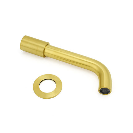 Brushed Gold Round Swivel Bathtub Spout Basin Faucet Bubble Water Outlet Curve.