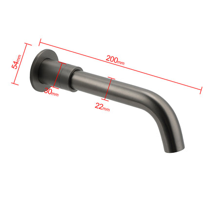 Gun Metal Grey Round Bathtub Spout Basin Curve Faucet Bubble Water Outlet 304SUS.