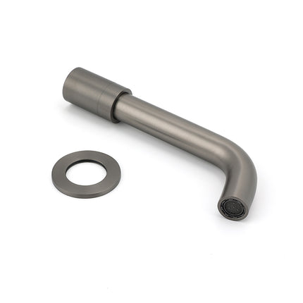 Gun Metal Grey Round Bathtub Spout Basin Curve Faucet Bubble Water Outlet 304SUS.
