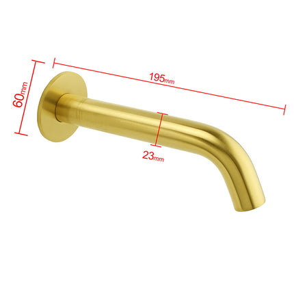 Brushed Gold Round Curve Bathtub Spout Stainless Steel Faucet Water Outlet Tap.