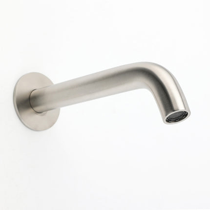 Brushed Nickel Round Curve Basin Bubble Faucet Water Outlet Bath Tub Wall Spout.