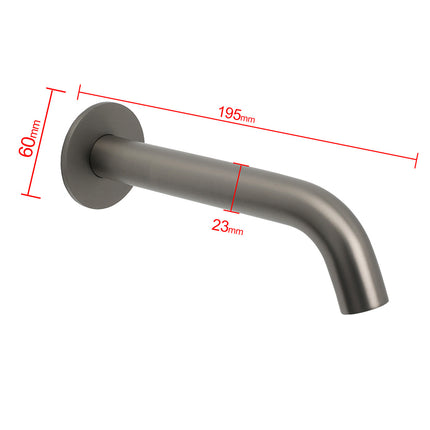 Gun Metal Grey Round Bathtub Spout Basin Curve Faucet Bubble Wall Mounted Outlet.