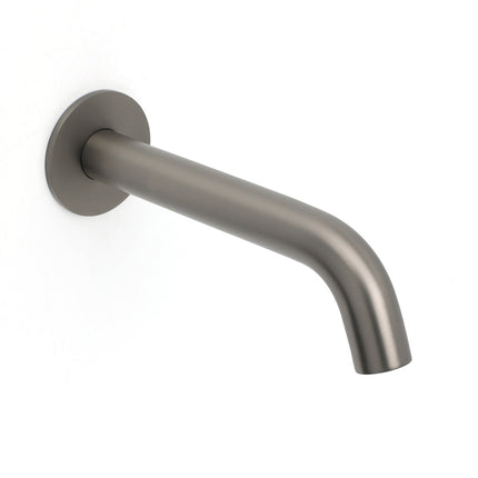 Gun Metal Grey Round Bathtub Spout Basin Curve Faucet Bubble Wall Mounted Outlet.