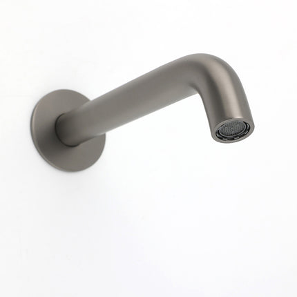 Gun Metal Grey Round Bathtub Spout Basin Curve Faucet Bubble Wall Mounted Outlet.
