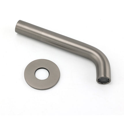 Gun Metal Grey Round Bathtub Spout Basin Curve Faucet Bubble Wall Mounted Outlet.