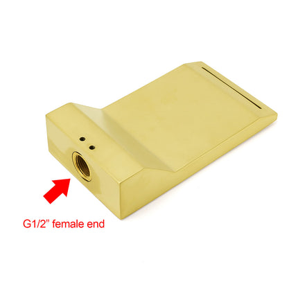 Brushed Gold Square Cubic Shower Bathtub Waterfall Spout Filler Outlet 1/2" End.