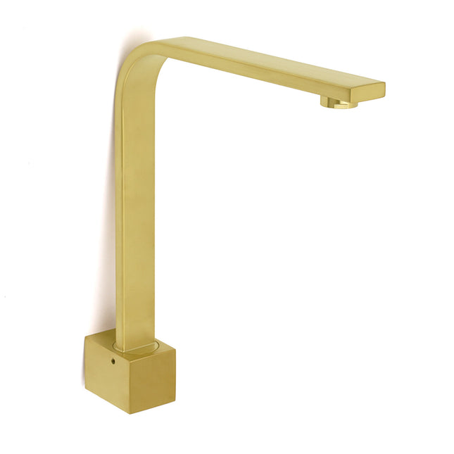 Brushed Gold Square Bathroom Spout Gooseneck Arm Bathtub Filler Tap Water Outlet.