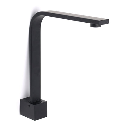 Black Gooseneck Arm High Rise Wall Mounted Bathtub Square Spout Water Outlet.