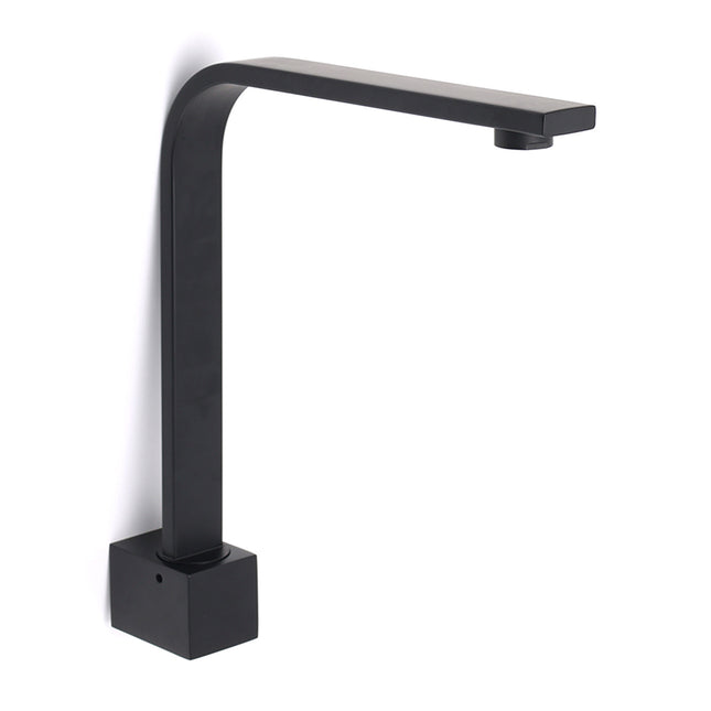 Black Gooseneck Arm High Rise Wall Mounted Bathtub Square Spout Water Outlet.
