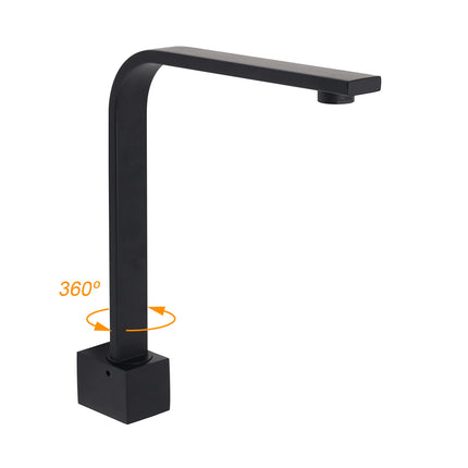 Black Gooseneck Arm High Rise Wall Mounted Bathtub Square Spout Water Outlet.