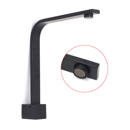 Black Gooseneck Arm High Rise Wall Mounted Bathtub Square Spout Water Outlet.