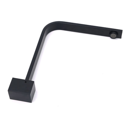 Black Gooseneck Arm High Rise Wall Mounted Bathtub Square Spout Water Outlet.