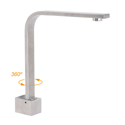 Brushed Nickel Square Spout Gooseneck Arm High Rise Bathtub Filler Water Outlet.