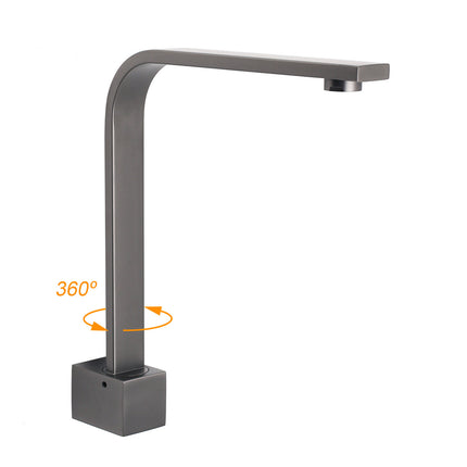 Gun Metal Square Bathroom Swivel Spout Gooseneck Arm Bathtub Filler Tap Outlet.