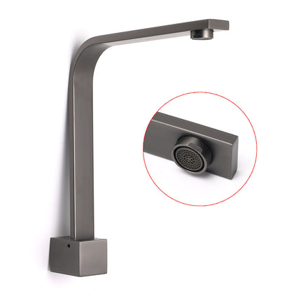Gun Metal Square Bathroom Swivel Spout Gooseneck Arm Bathtub Filler Tap Outlet.