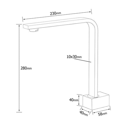 Gun Metal Square Bathroom Swivel Spout Gooseneck Arm Bathtub Filler Tap Outlet.