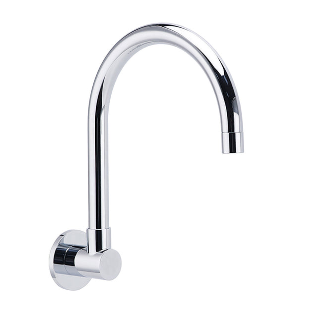Chrome Round Gooseneck Arm Faucet Water Outlet Wall Mounted Swivel Bathtub Spout.