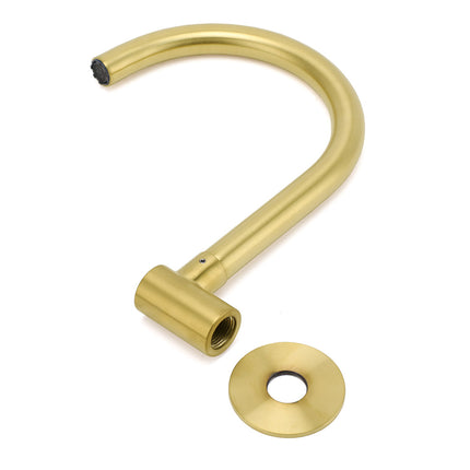 Brushed Gold Bath Tub Filler Round Gooseneck Arm Faucet Water Outlet Wall Spout.