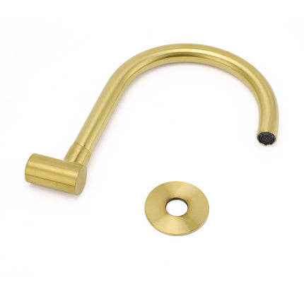 Brushed Gold Bath Tub Filler Round Gooseneck Arm Faucet Water Outlet Wall Spout.