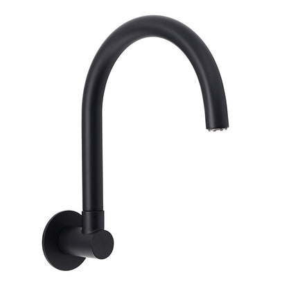 Matt Black Round Gooseneck Arm Faucet Outlet Wall Mounted Bath Tub Filler Spout.