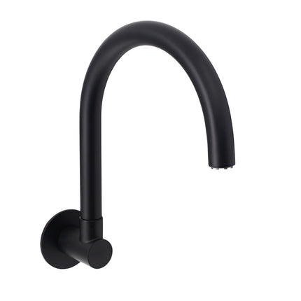 Matt Black Round Gooseneck Arm Faucet Outlet Wall Mounted Bath Tub Filler Spout.