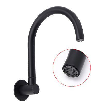 Matt Black Round Gooseneck Arm Faucet Outlet Wall Mounted Bath Tub Filler Spout.