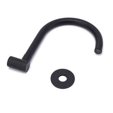 Matt Black Round Gooseneck Arm Faucet Outlet Wall Mounted Bath Tub Filler Spout.