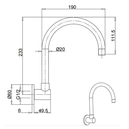 Matt Black Round Gooseneck Arm Faucet Outlet Wall Mounted Bath Tub Filler Spout.