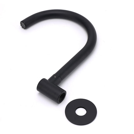 Matt Black Round Gooseneck Arm Faucet Outlet Wall Mounted Bath Tub Filler Spout.
