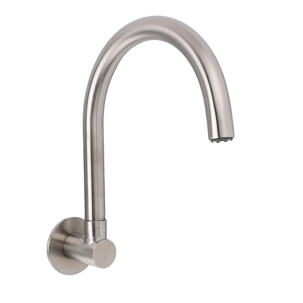 Brushed Nickel Round Gooseneck Arm Faucet Water Outlet Wall Mount Bathtub Spout.