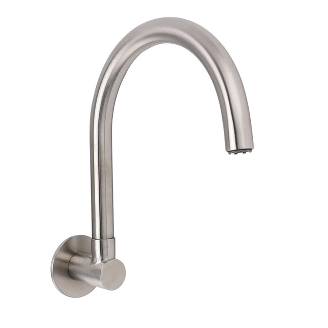 Brushed Nickel Round Gooseneck Arm Faucet Water Outlet Wall Mount Bathtub Spout.