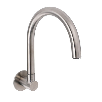 Brushed Nickel Round Gooseneck Arm Faucet Water Outlet Wall Mount Bathtub Spout.