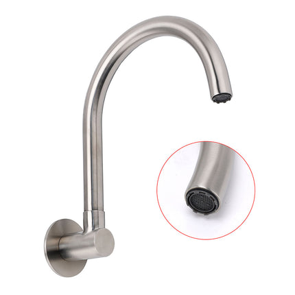 Brushed Nickel Round Gooseneck Arm Faucet Water Outlet Wall Mount Bathtub Spout.