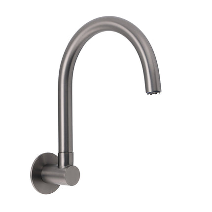 Gun Metal Bathroom Tub Filler Round Gooseneck Arm Faucet Water Outlet Wall Spout.