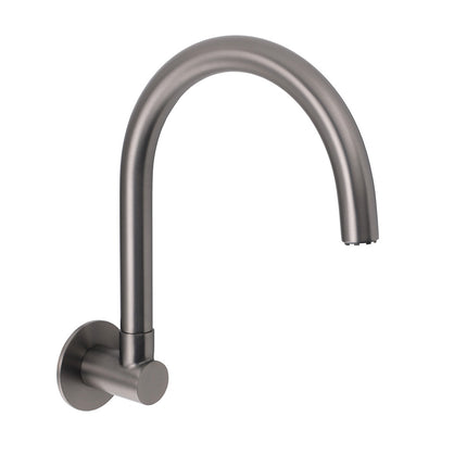 Gun Metal Bathroom Tub Filler Round Gooseneck Arm Faucet Water Outlet Wall Spout.