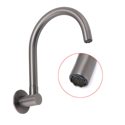 Gun Metal Bathroom Tub Filler Round Gooseneck Arm Faucet Water Outlet Wall Spout.