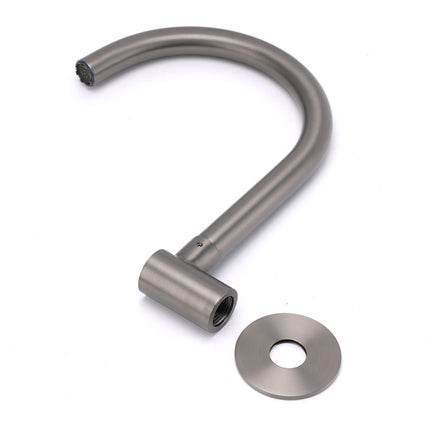 Gun Metal Bathroom Tub Filler Round Gooseneck Arm Faucet Water Outlet Wall Spout.