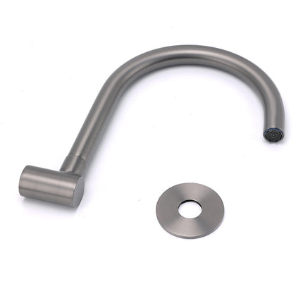 Gun Metal Bathroom Tub Filler Round Gooseneck Arm Faucet Water Outlet Wall Spout.