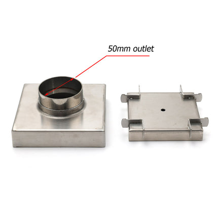 Stainless Steel 100mm Square Tile Insert Shower Grate Floor Drain 50mm Outlet.