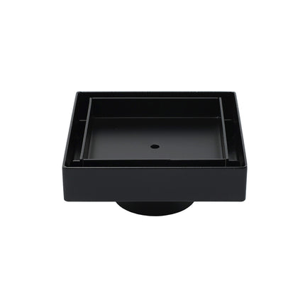 WaterMark Matt Black 100x100mm Square Tile Insert Shower Grate Floor Drain 50mm Waste.