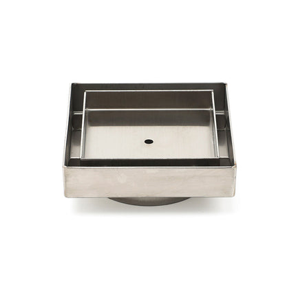 WaterMark Brushed 100mm Square Tile Insert Shower Grate Floor Drain 80mm Waste.