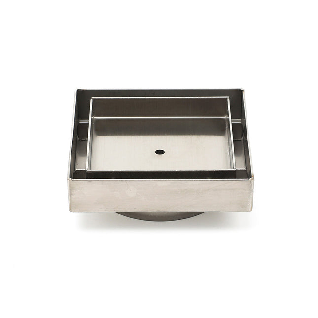 WaterMark Brushed 100mm Square Tile Insert Shower Grate Floor Drain 80mm Waste.