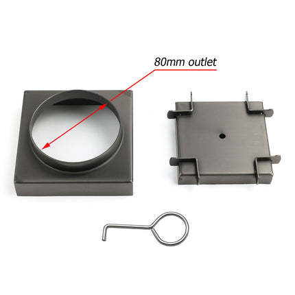 Gun Metal 100x100mm Square Tile Insert Floor Drain Small Shower Grate 80mm Waste.