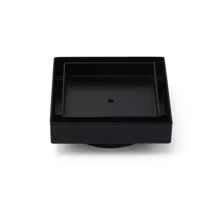 Matt Black Square 100x100mm Tile Insert Floor Drain Shower Grate 80mm Outlet Waste.