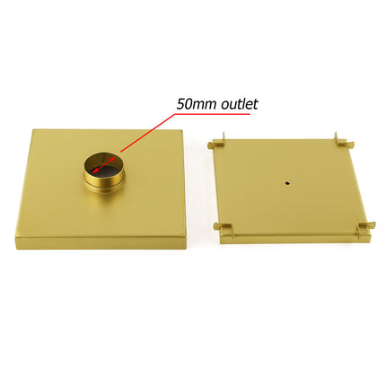 Brushed Gold Large 200mm Tile Insert Floor Drain Shower Grate 50mm Waste Outet.