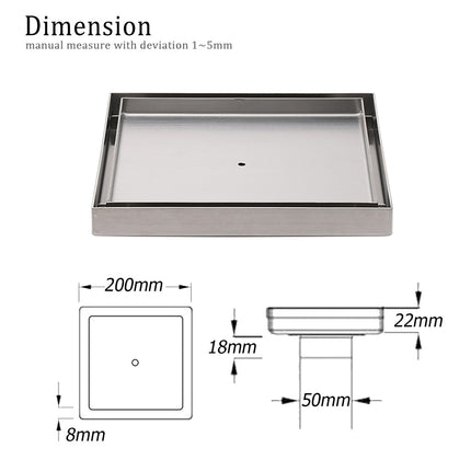 Bathroom 200x200mm Big Square Tile Insert Floor Drain Shower Grate 50mm Waste.
