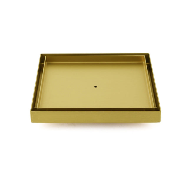 Brushed Gold Large 200mm Tile Insert Bathroom Floor Drain Grate 80mm Waste Outet.